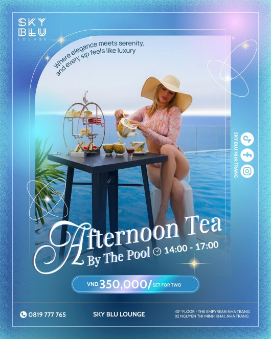 EXPERIENCE ELEGANT AFTERNOON TEA BY OUR INFINITY POOL AT SKY BLU